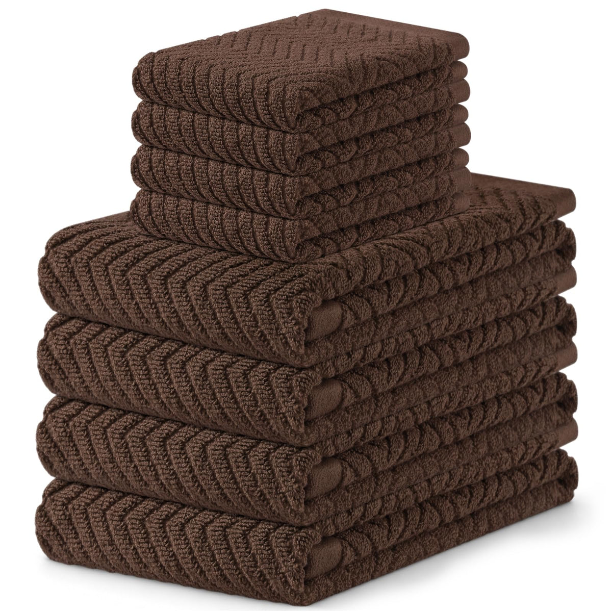 Homaxy 8 Pack 100% Cotton Kitchen Towels and Dishcloths Set, Burgundy