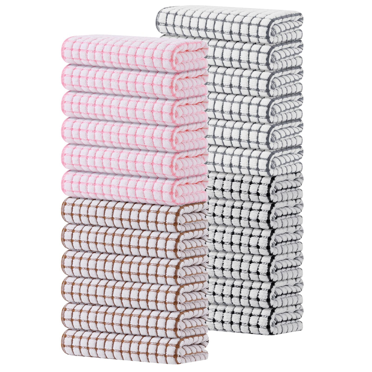 Kitinjoy Cotton 8 Pack Terry Kitchen Dish Cloths, Mixed Color
