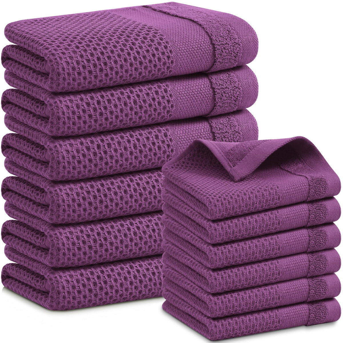 Homaxy 100% Cotton Dish Cloths, 8 Pack - 12 x 12 Inches, Black
