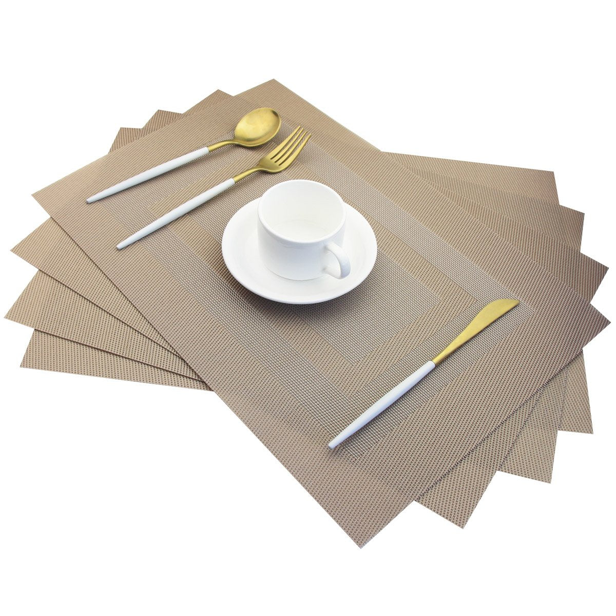 PIGCHCY Placemats,Washable Vinyl Woven Table Mats,Elegant Durable Placemats for Dining Table Set of 4 (18 x 12 inches, Pure Black)