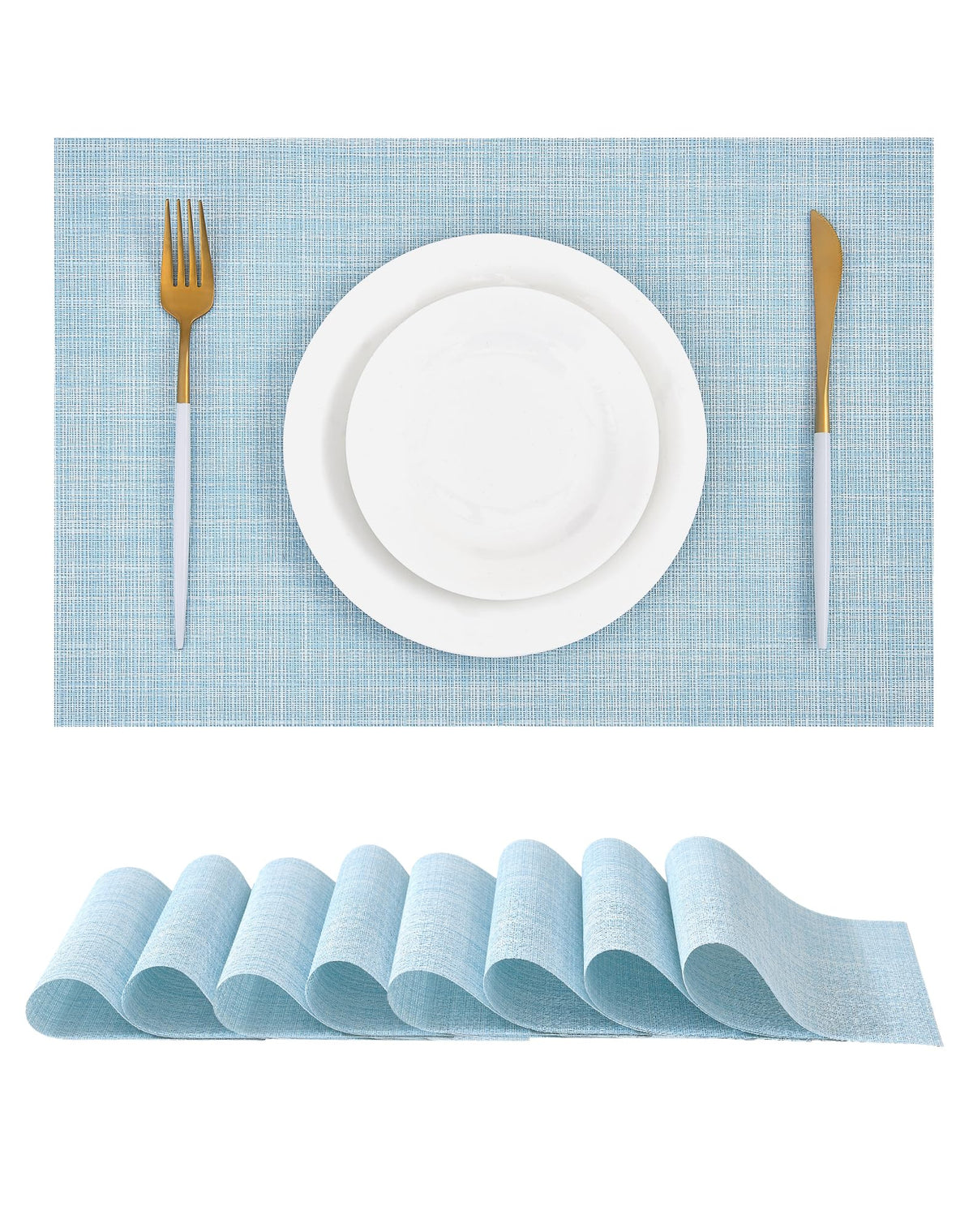 Beige Placemats Set of 4 - Heat-Resistant, Non-Slip Table Mats, Washable Woven Vinyl for Indoor & Outdoor Dining