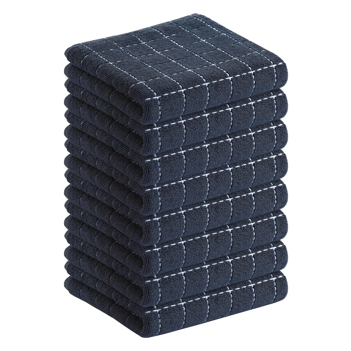 Homaxy 100% Cotton Terry Kitchen Dish Cloths, 6 Pack, Navy Blue