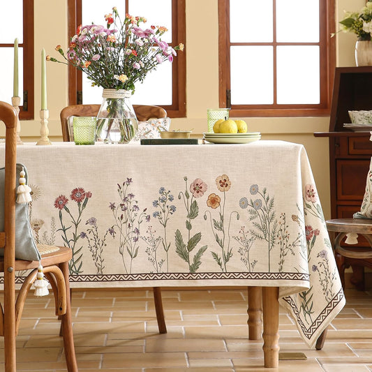 ISAENNE Designer Linen Rectangular Long Tablecloth,118"x67"-Serenity G