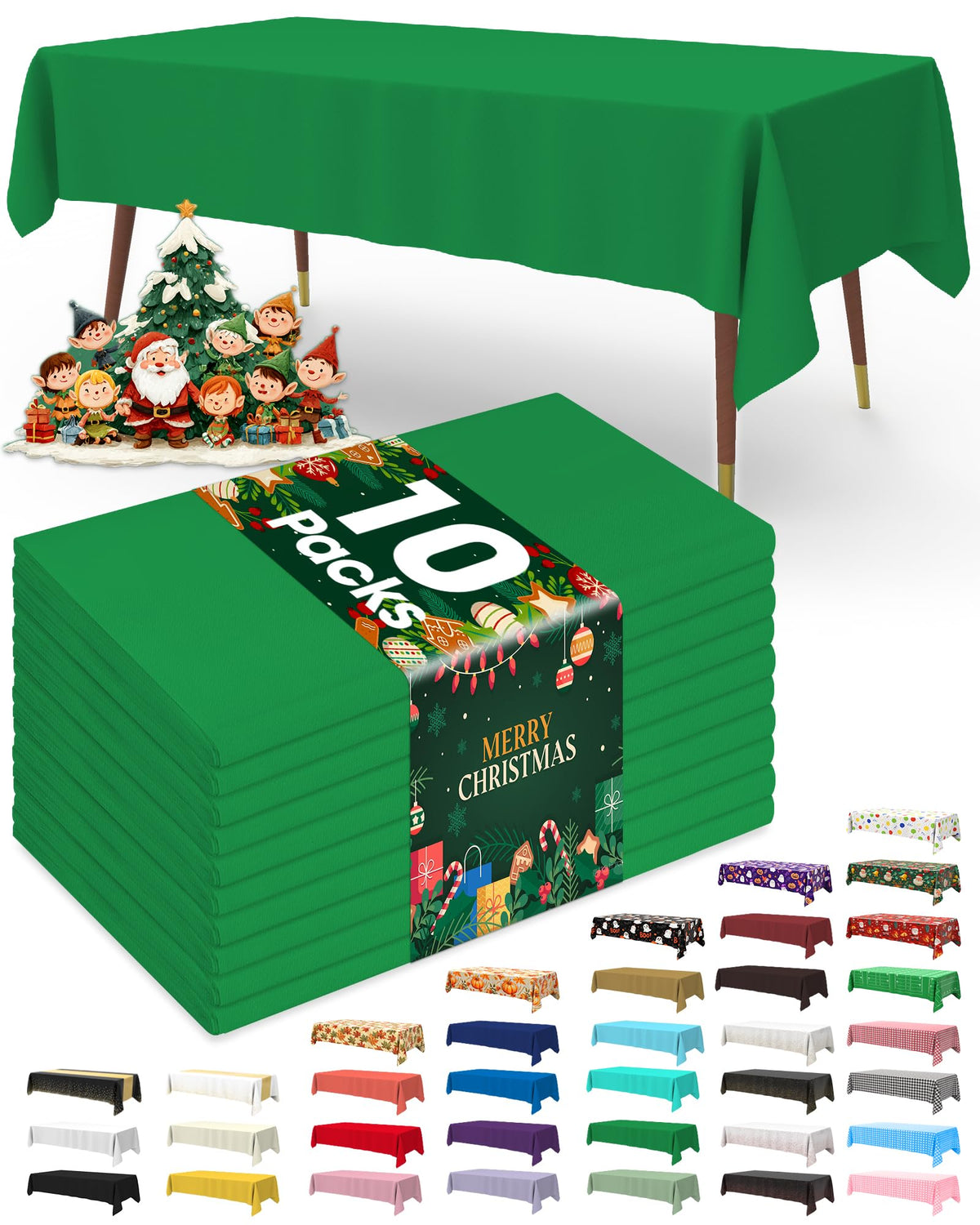 Pureegg Plastic Table Cloth Disposable 54x108 Inch 10 Pack, White