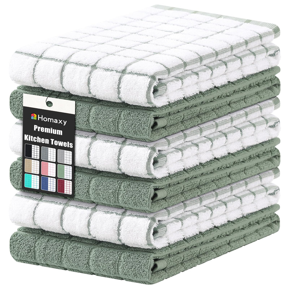 Homaxy Premium Cotton Kitchen Dish Cloths 12"x 12", 6 Pack, Tan