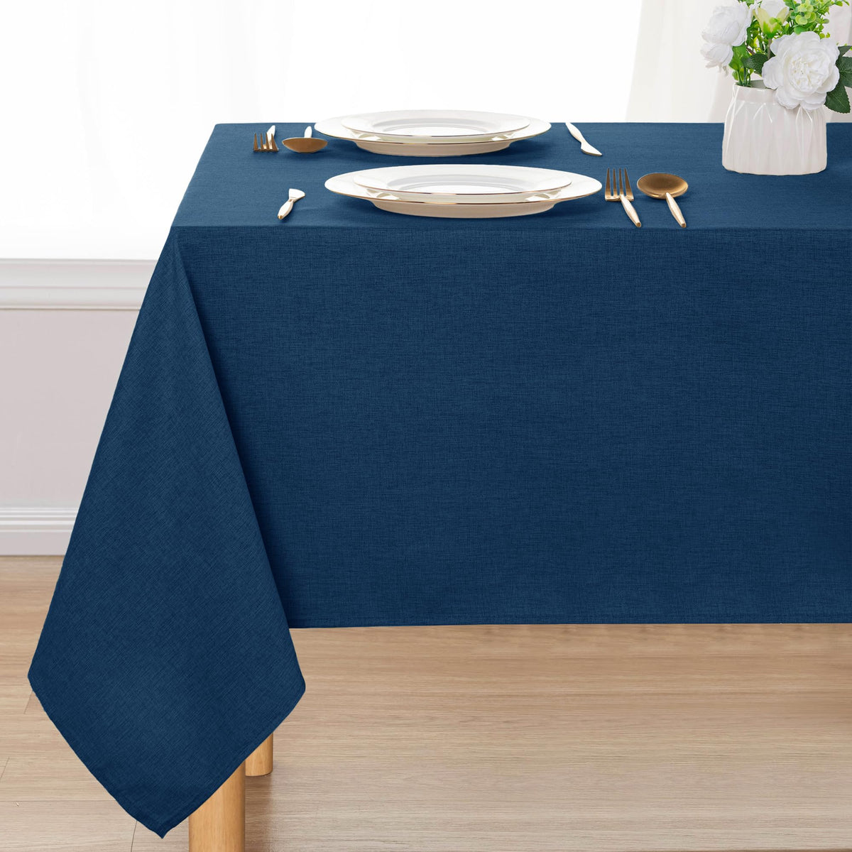 DWCN Rectangle Faux Linen Tablecloth, Table Cover, 54 x 108 Inch, Beige