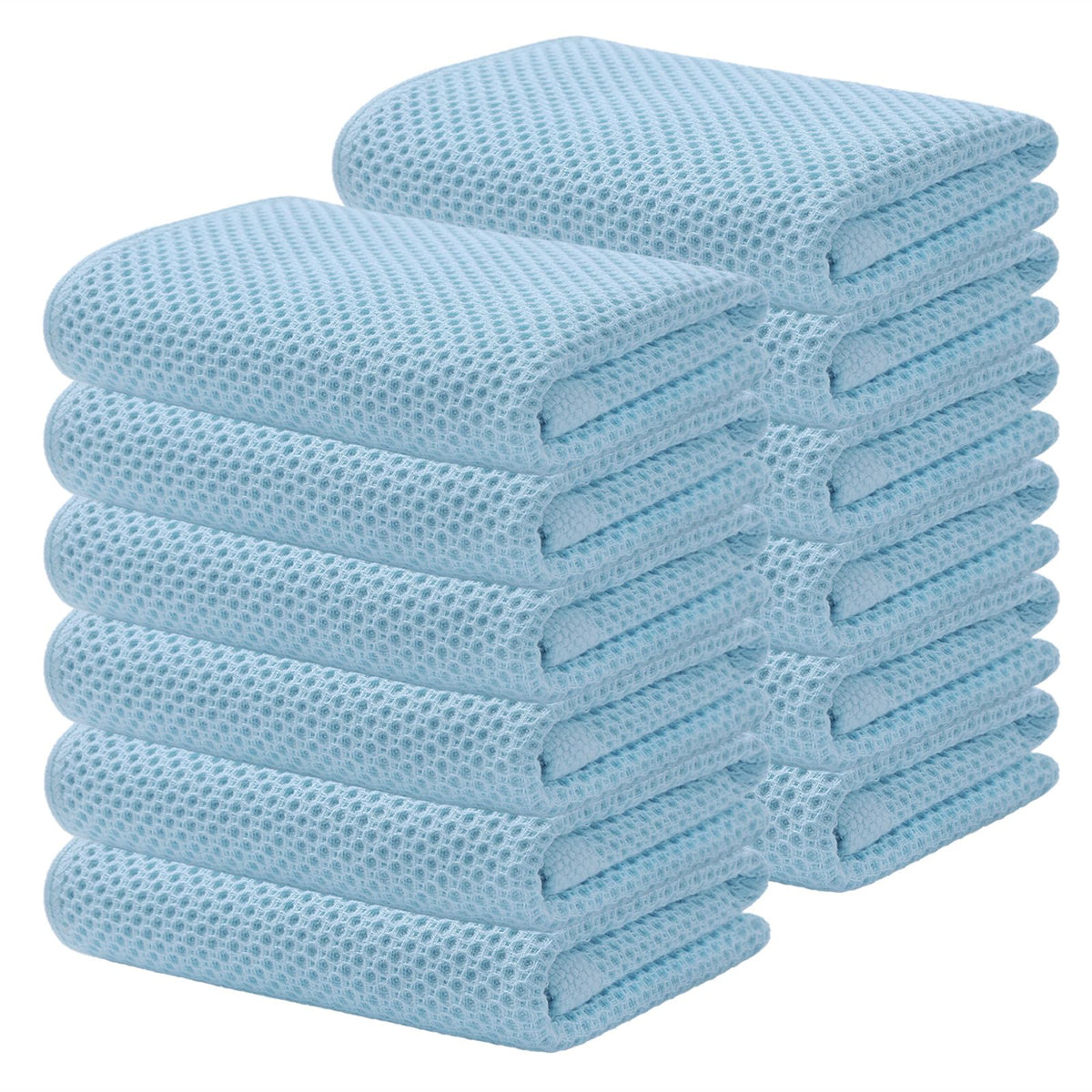 Kitinjoy 100% Cotton Waffle 6-Pack Kitchen Towels, 12" x 12", Dark Grey