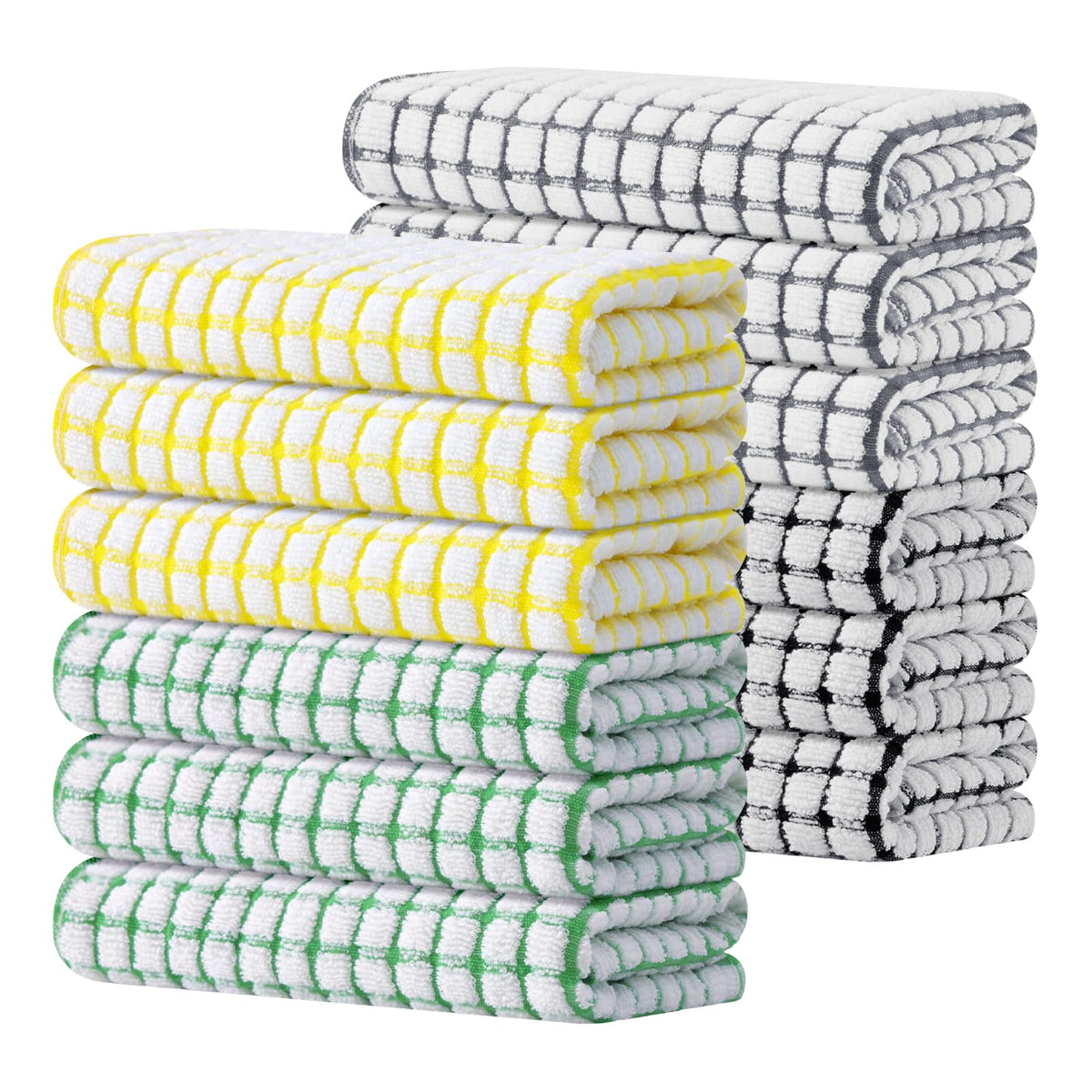 Kitinjoy Cotton 8 Pack Terry Kitchen Dish Cloths, Mixed Color