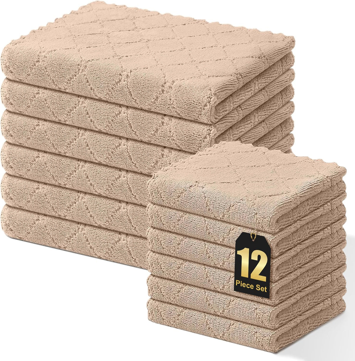 Homaxy 12 Pack Super Soft & Absorbent Dish Cloths, 10" x 10", Grey