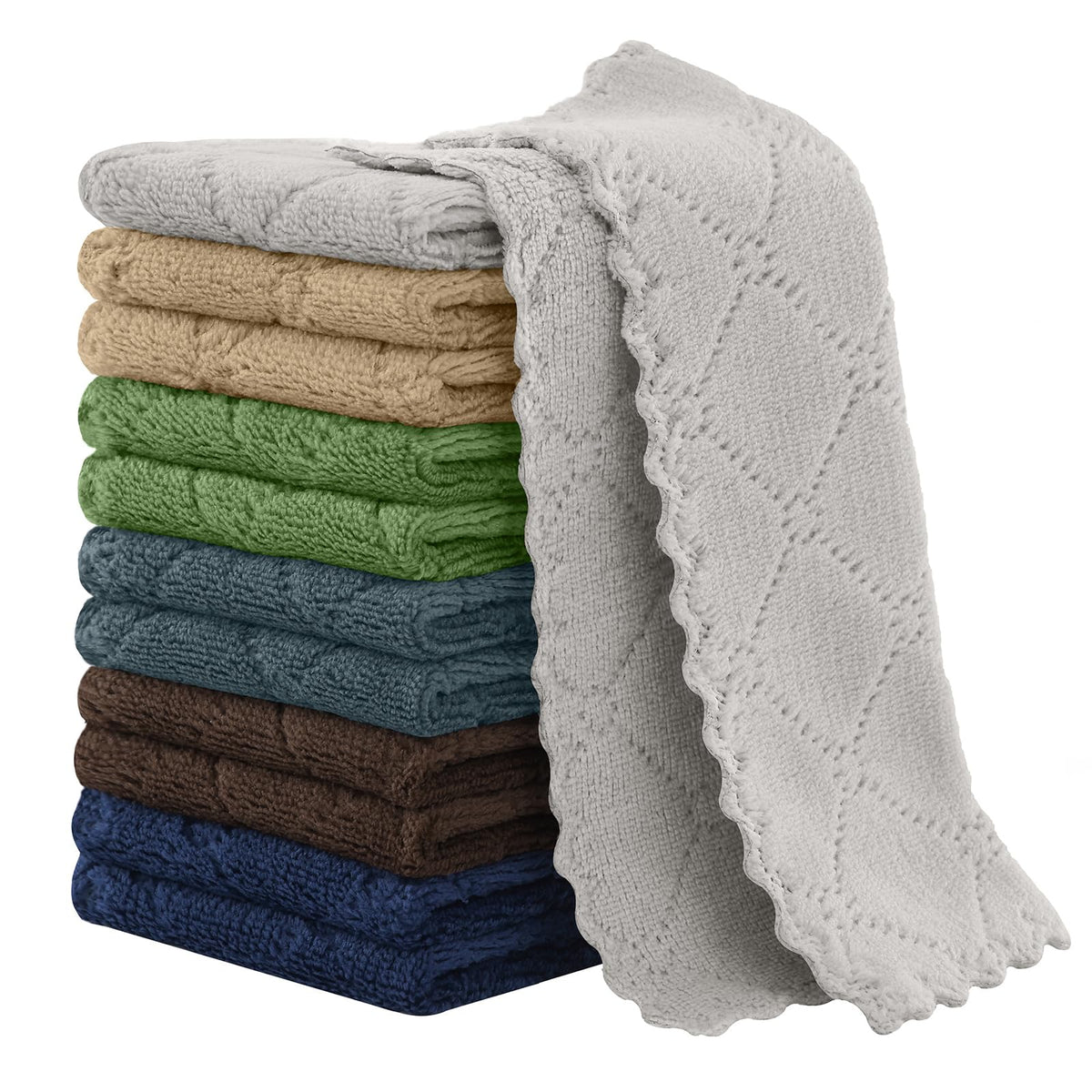 Homaxy 12 Pack Super Soft & Absorbent Dish Cloths, 10" x 10", Grey