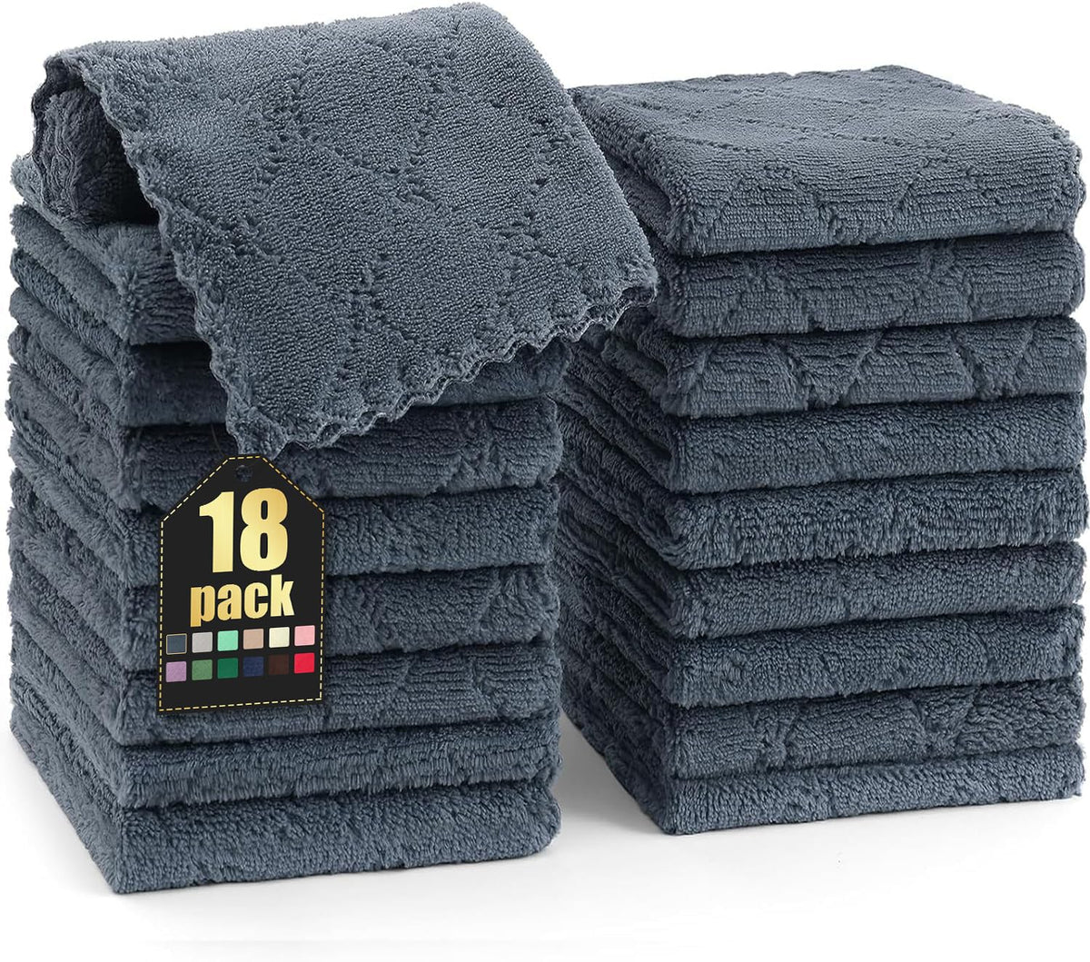 Homaxy 12 Pack Super Soft & Absorbent Dish Cloths, 10" x 10", Grey