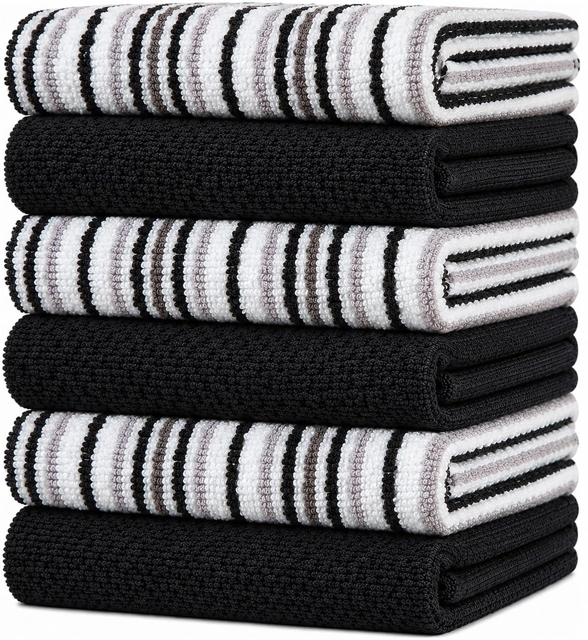 Bumble Dish Cloths 8-Pack, Cotton Kitchen Towels, 12"x12" Blue Wide Stripes