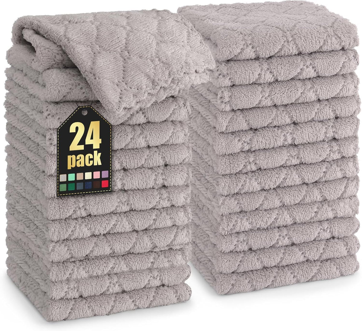 Homaxy 12 Pack Super Soft & Absorbent Dish Cloths, 10" x 10", Grey
