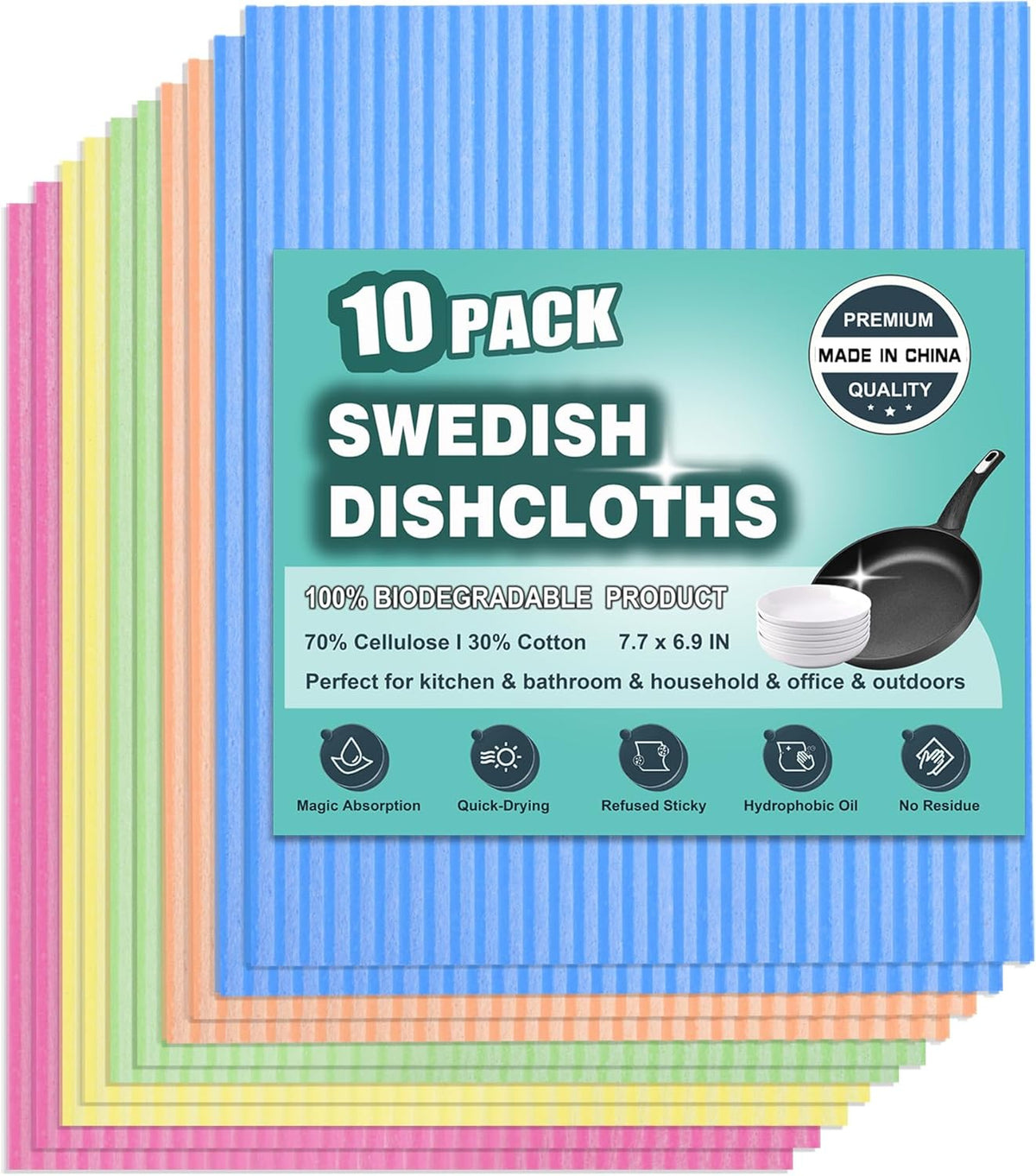 METUUTER 10 Pack Swedish DishCloths for Kitchen Cleaning Dish Cloths