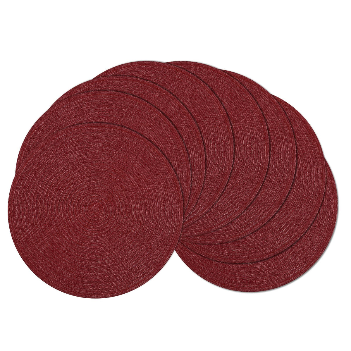 SHACOS 15 inch Round Placemats Set of 6, Cotton Polyester Woven Braided Place Mats, Washable Heat Resistant Circle Table Mats for Dining Table (Beige, 6)