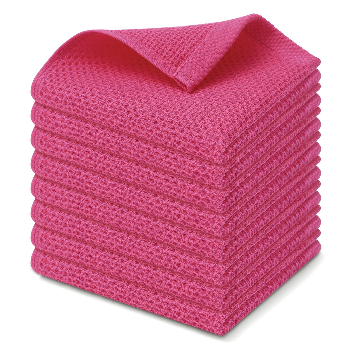 Kitinjoy 100% Cotton Waffle 6-Pack Kitchen Towels, 12" x 12", Dark Grey
