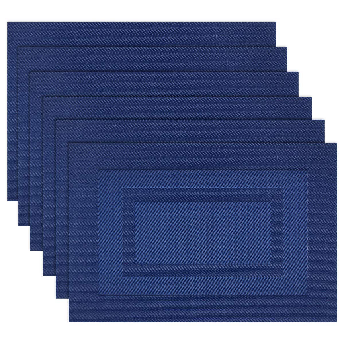 PIGCHCY Placemats,Washable Vinyl Woven Table Mats,Elegant Durable Placemats for Dining Table Set of 4 (18 x 12 inches, Pure Black)