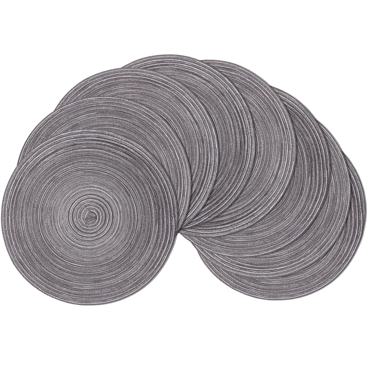 SHACOS Round Braided Placemats Set of 8 Cotton Fabric Round Table Mats Non Slip Washable 15 inch Round Place Mats Home Party Table Decor (Beige, 8)