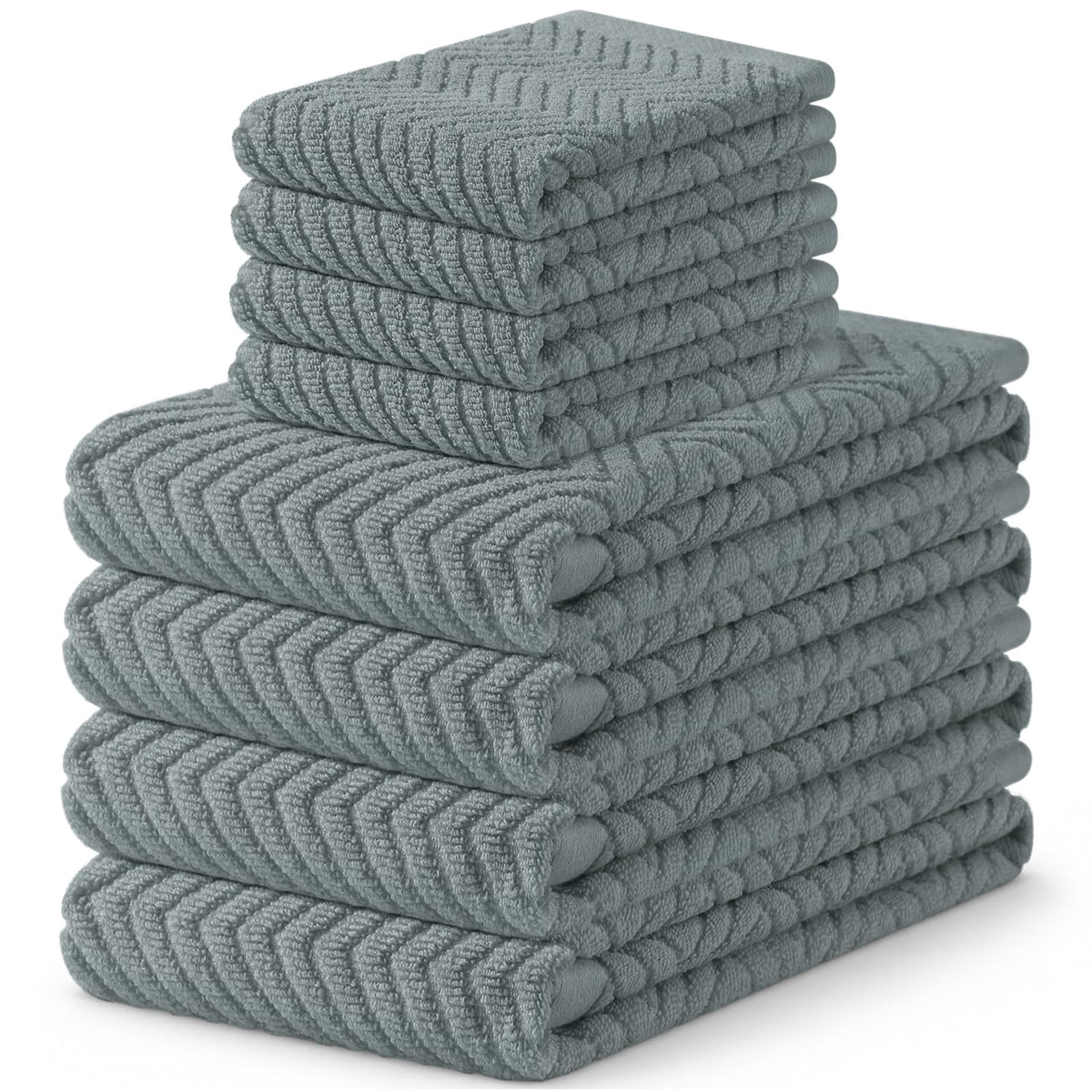 Homaxy 8 Pack 100% Cotton Kitchen Towels and Dishcloths Set, Burgundy