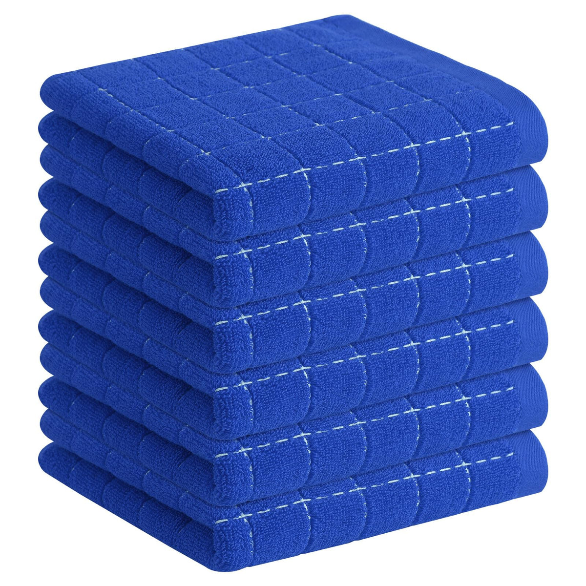 Homaxy 100% Cotton Terry Kitchen Dish Cloths, 6 Pack, Navy Blue