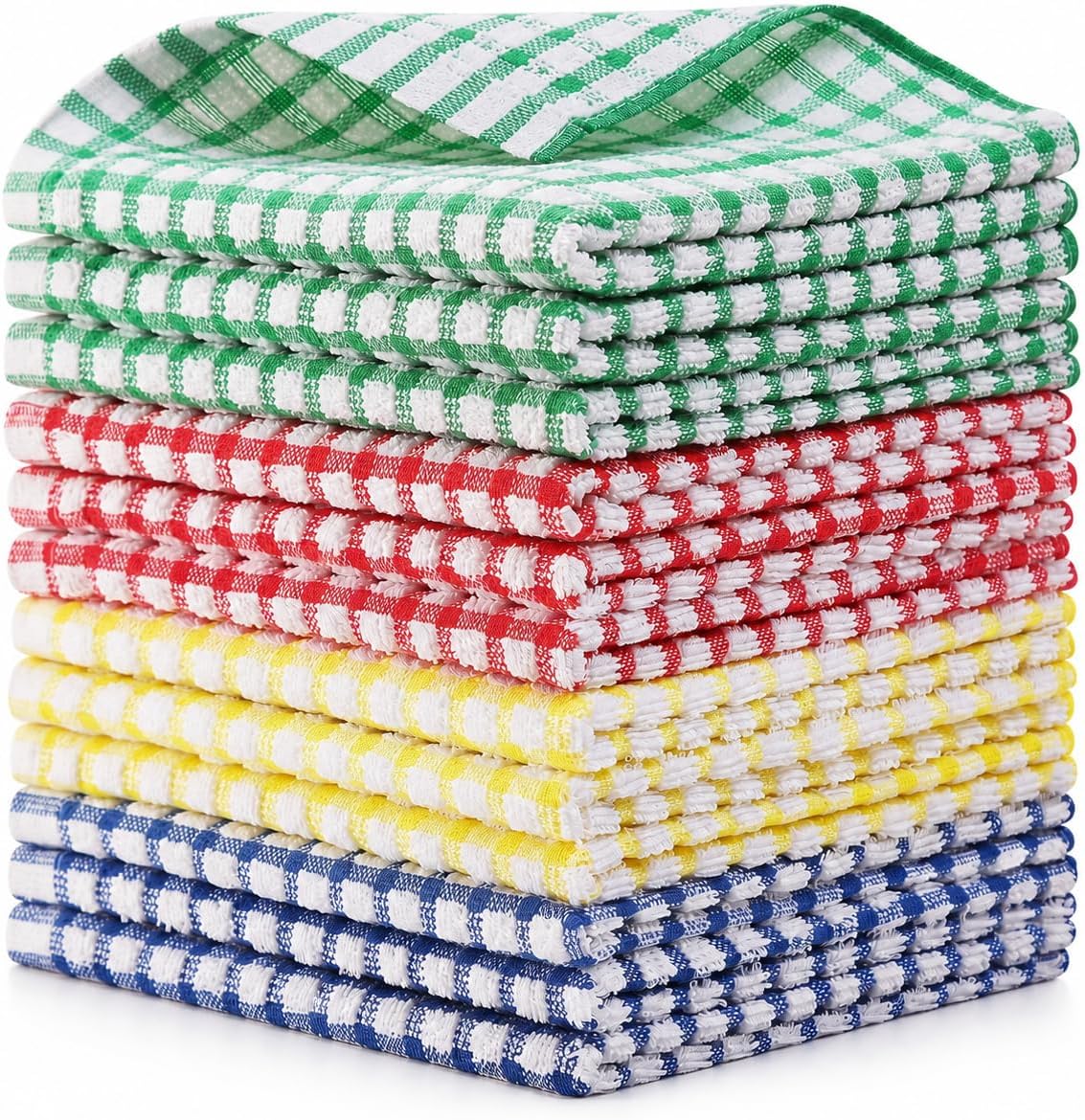 Egles 12 Pack 100% Cotton Kitchen Dish Cloths, 12 x 12 Inch Dishcloths