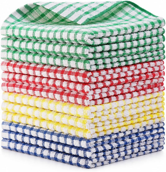 Egles 12 Pack 100% Cotton Kitchen Dish Cloths, 12 x 12 Inch Dishcloths