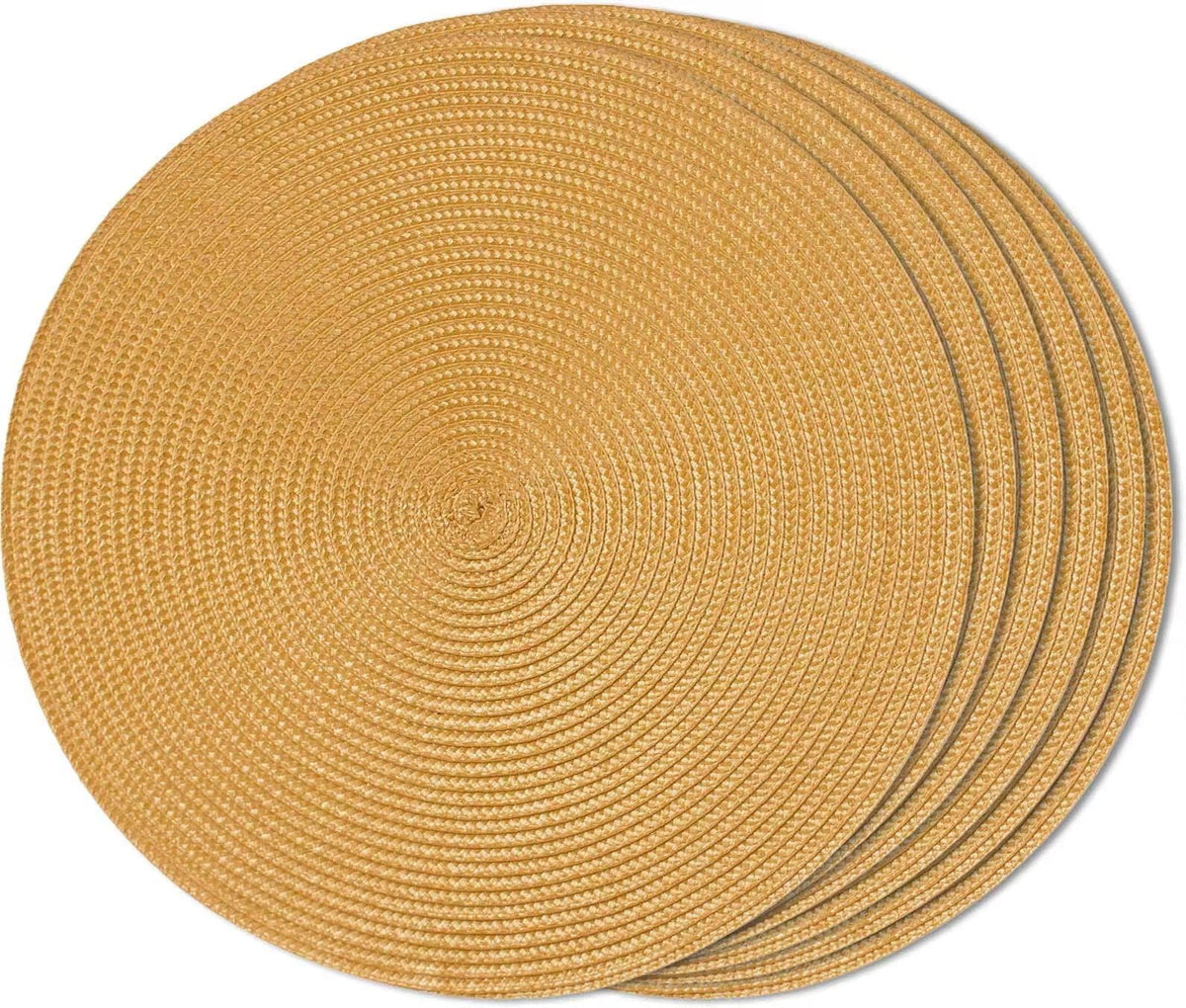 FunWheat Round Braided Placemats Set of 6 Table Mats for Dining Tables Woven Washable Non-Slip Place mats 15 inch(Orange, 6pcs)