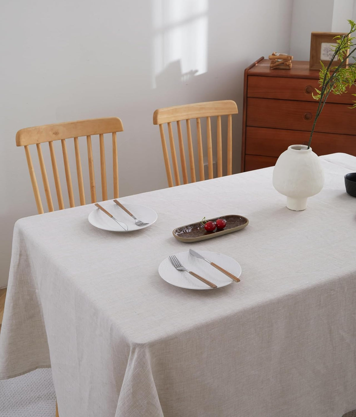 100% French Flax Linen Tablecloths Rectangle 120Lx60W Inch for Dinners, Parties, Easter, Halloween, Camping, Stone Washed, Textured, Machine Washable, 10-12 Sets (60''x120'', Natural Linen)