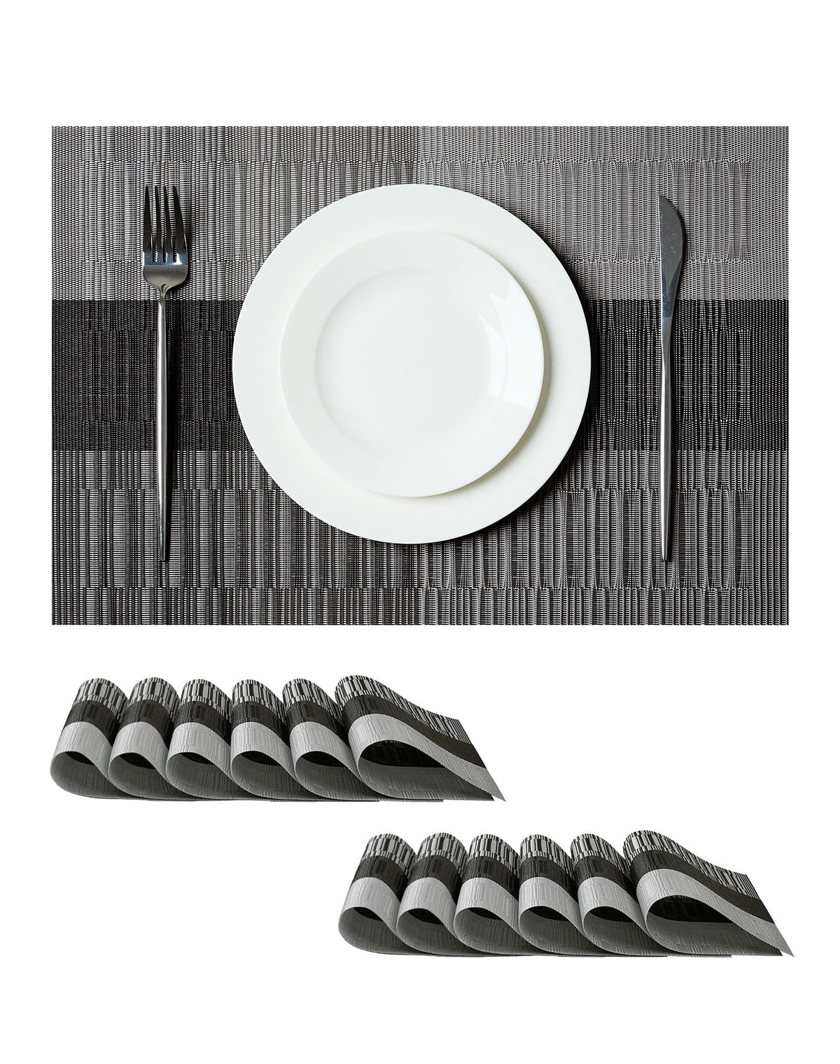 Beige Placemats Set of 4 - Heat-Resistant, Non-Slip Table Mats, Washable Woven Vinyl for Indoor & Outdoor Dining
