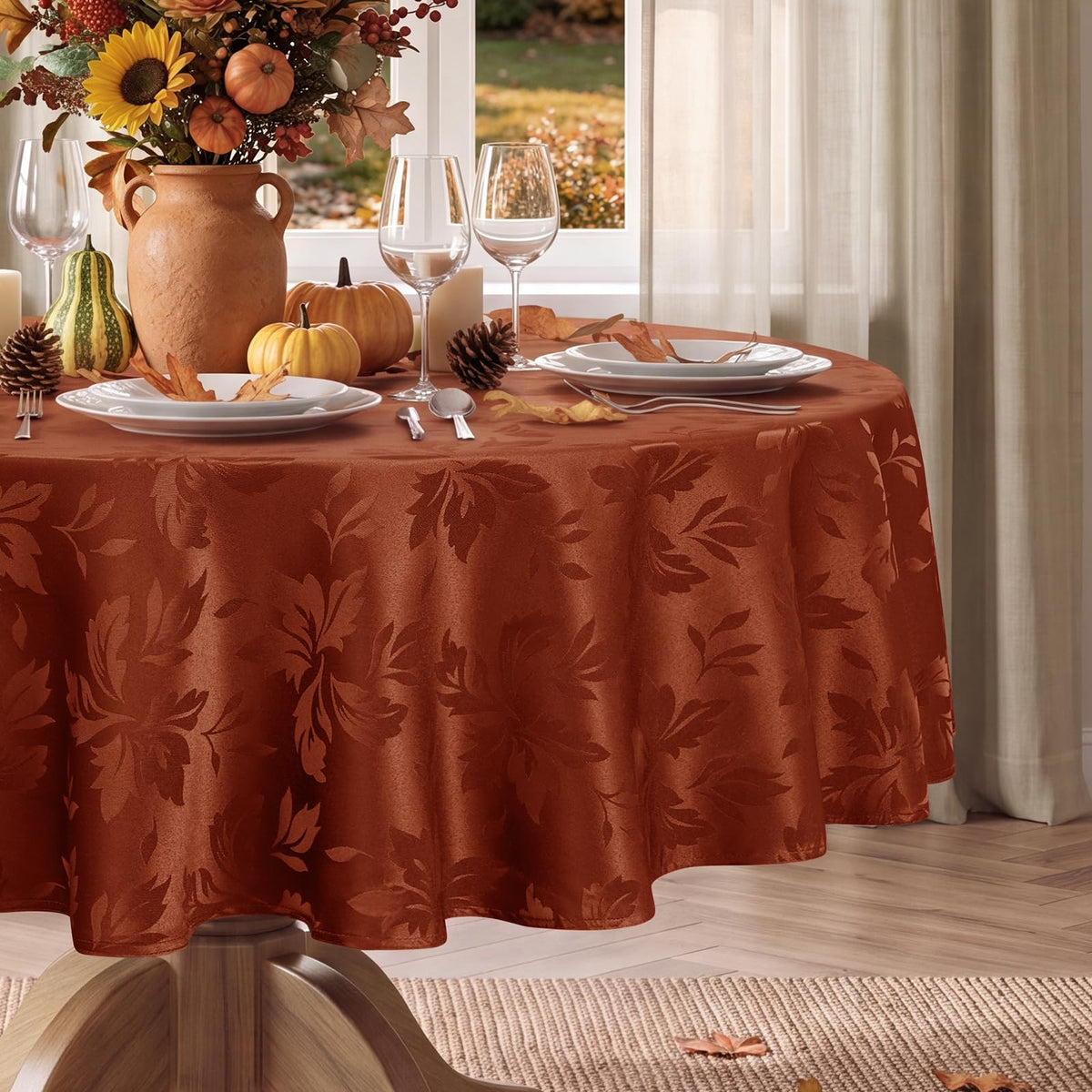 Romanstile Jacquard Rectangle Tablecloth 60 x 120 Inch, White