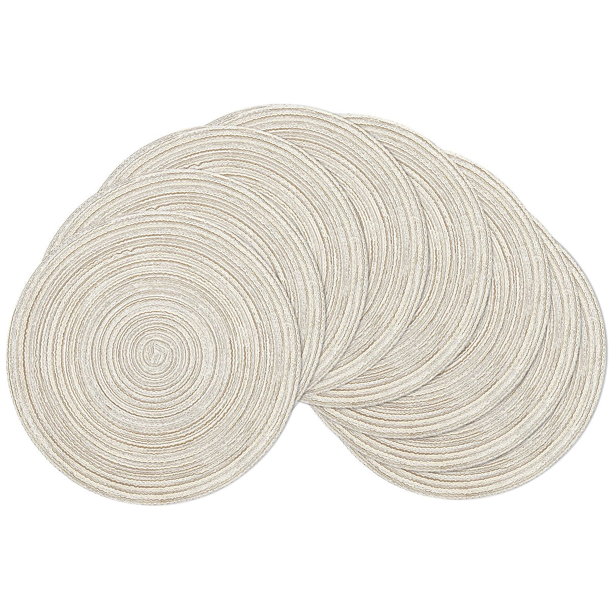 SHACOS Round Braided Placemats Set of 4 Dining Table Placemats 15 inch Circle Place Mats Easy to Clean Table Mats Indoor Outdoor, Blue Gray