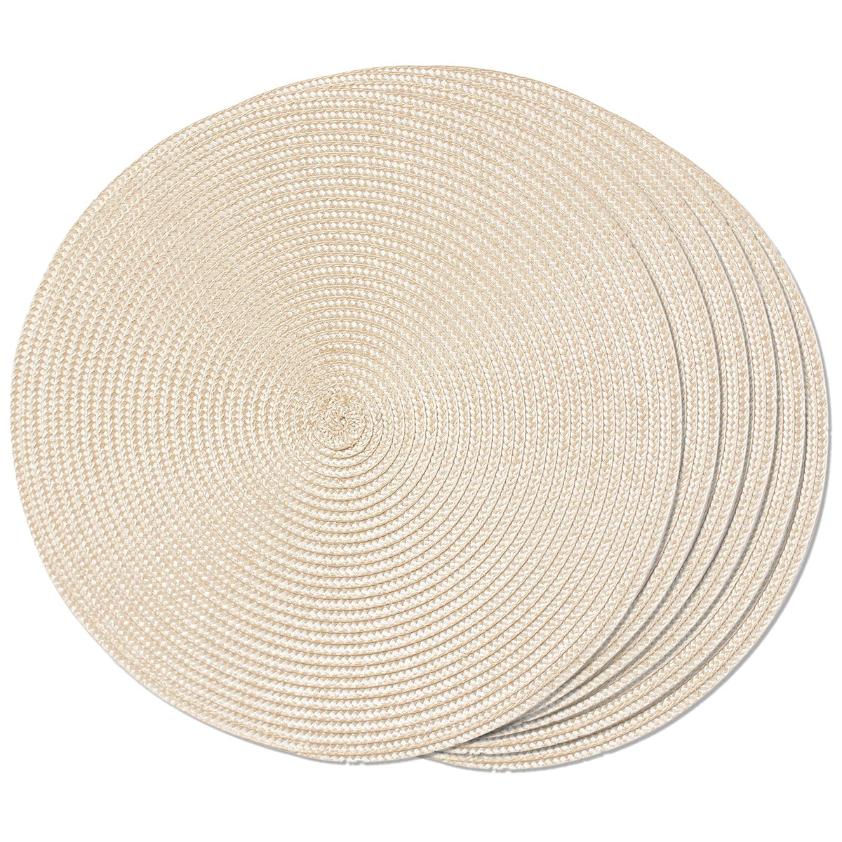 FunWheat Round Braided Placemats Set of 6 Table Mats for Dining Tables Woven Washable Non-Slip Place mats 15 inch(Orange, 6pcs)