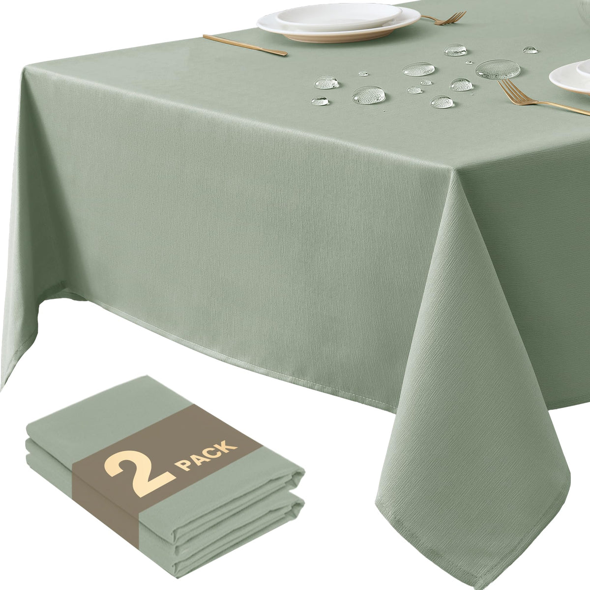 Fall Tablecloths Rectangular 6ft, 2-Pack Waterproof Slub Texture