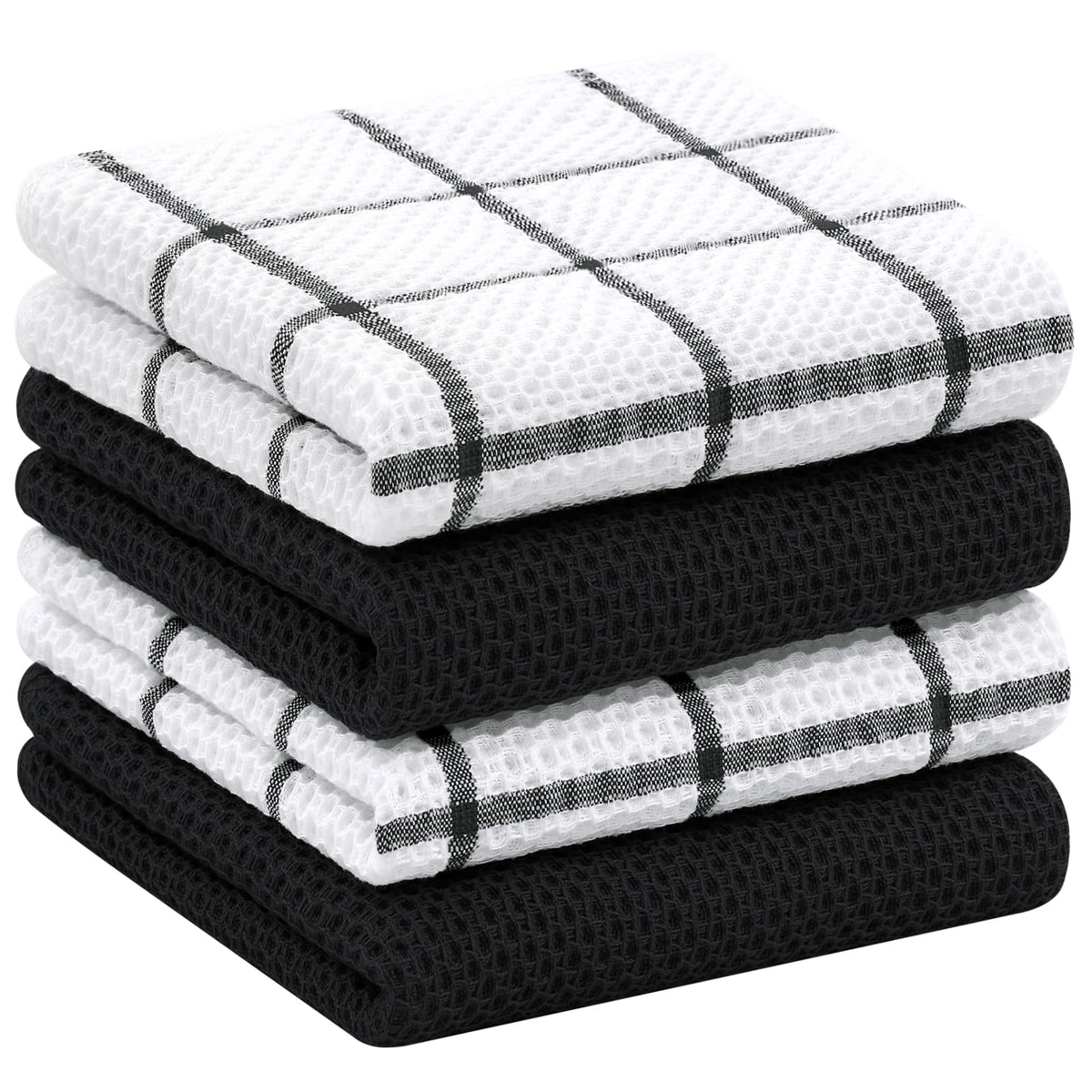 Homaxy 100% Cotton Waffle Weave Kitchen Dish Cloths 8-Pack, Dark Grey