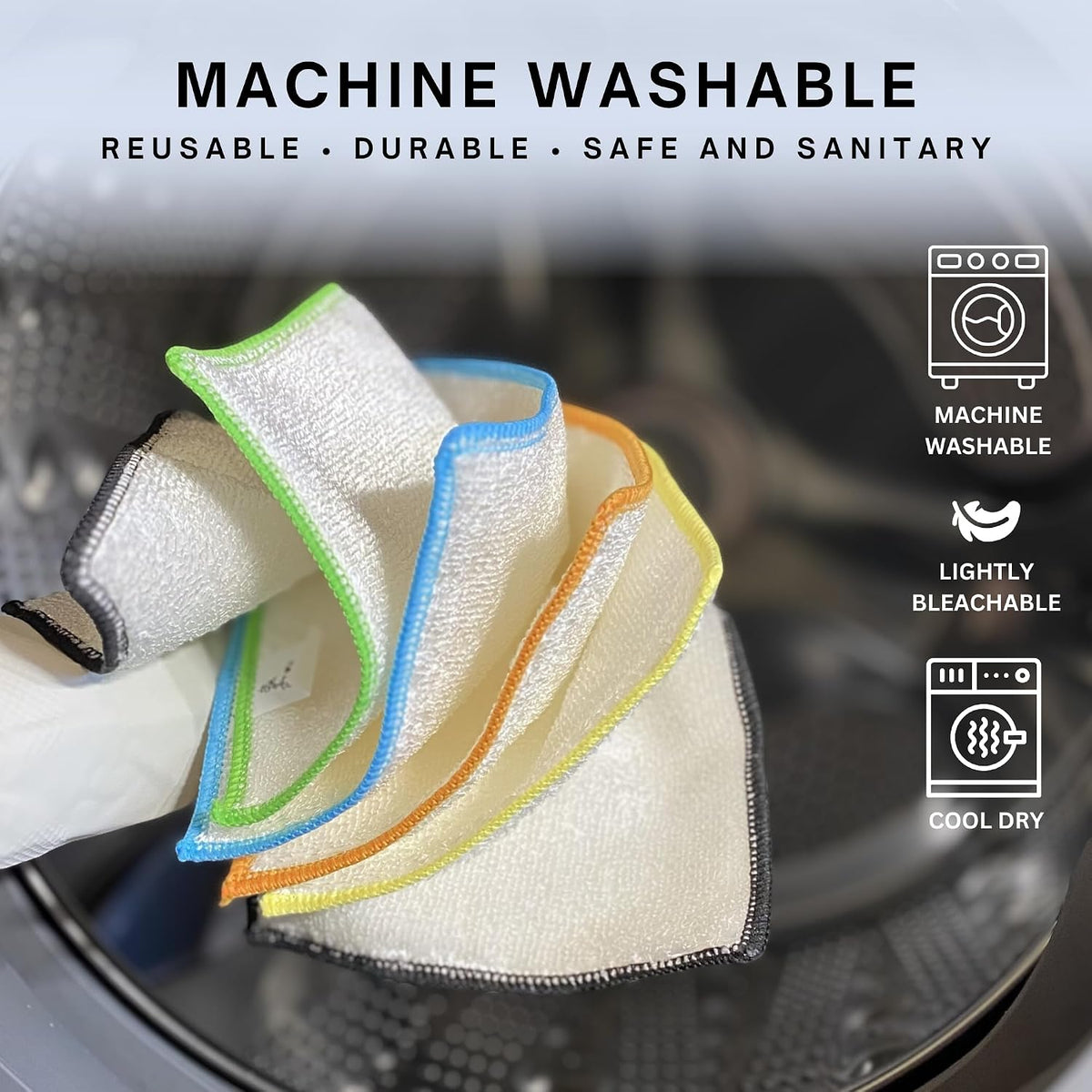 Whiffkitch Dishcloths Kitchen Dishrag Cleaning Scrub Reusable 6pk 6x7in