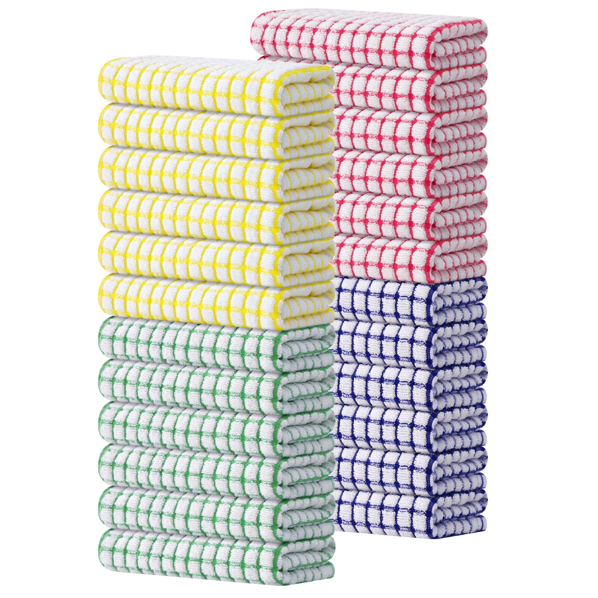 Kitinjoy Cotton 8 Pack Terry Kitchen Dish Cloths, Mixed Color