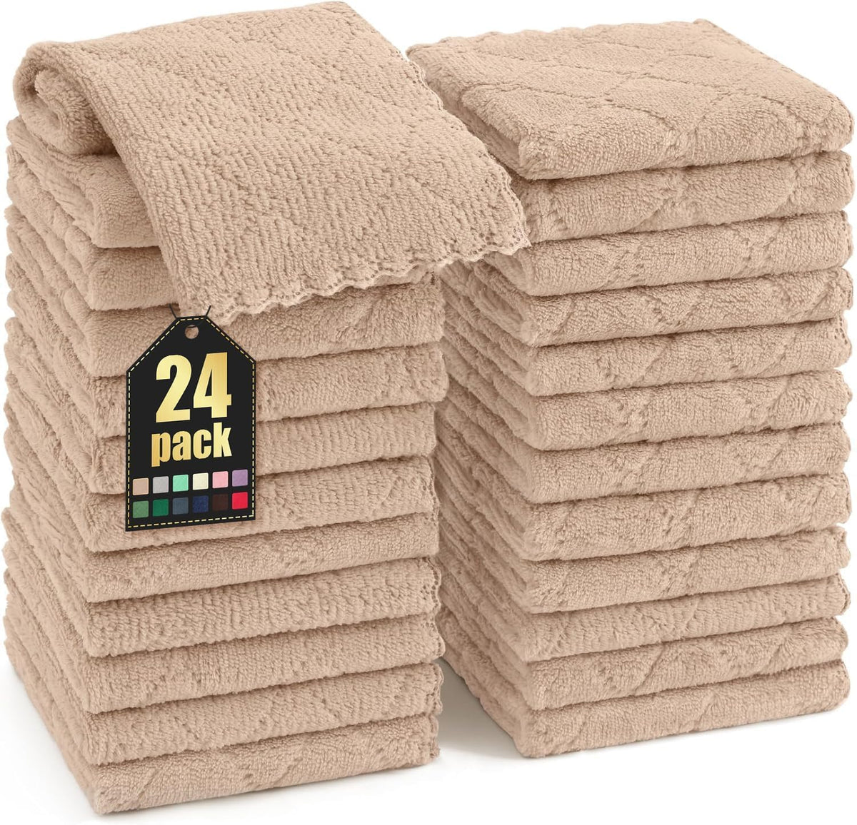 Homaxy 12 Pack Super Soft & Absorbent Dish Cloths, 10" x 10", Grey