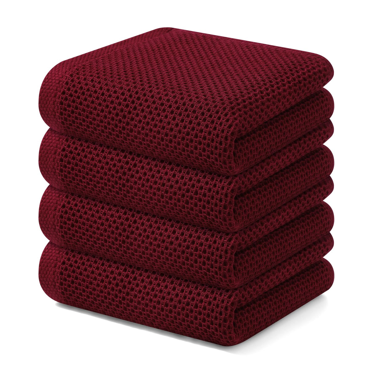Kitinjoy 100% Cotton Waffle 6-Pack Kitchen Towels, 12" x 12", Dark Grey