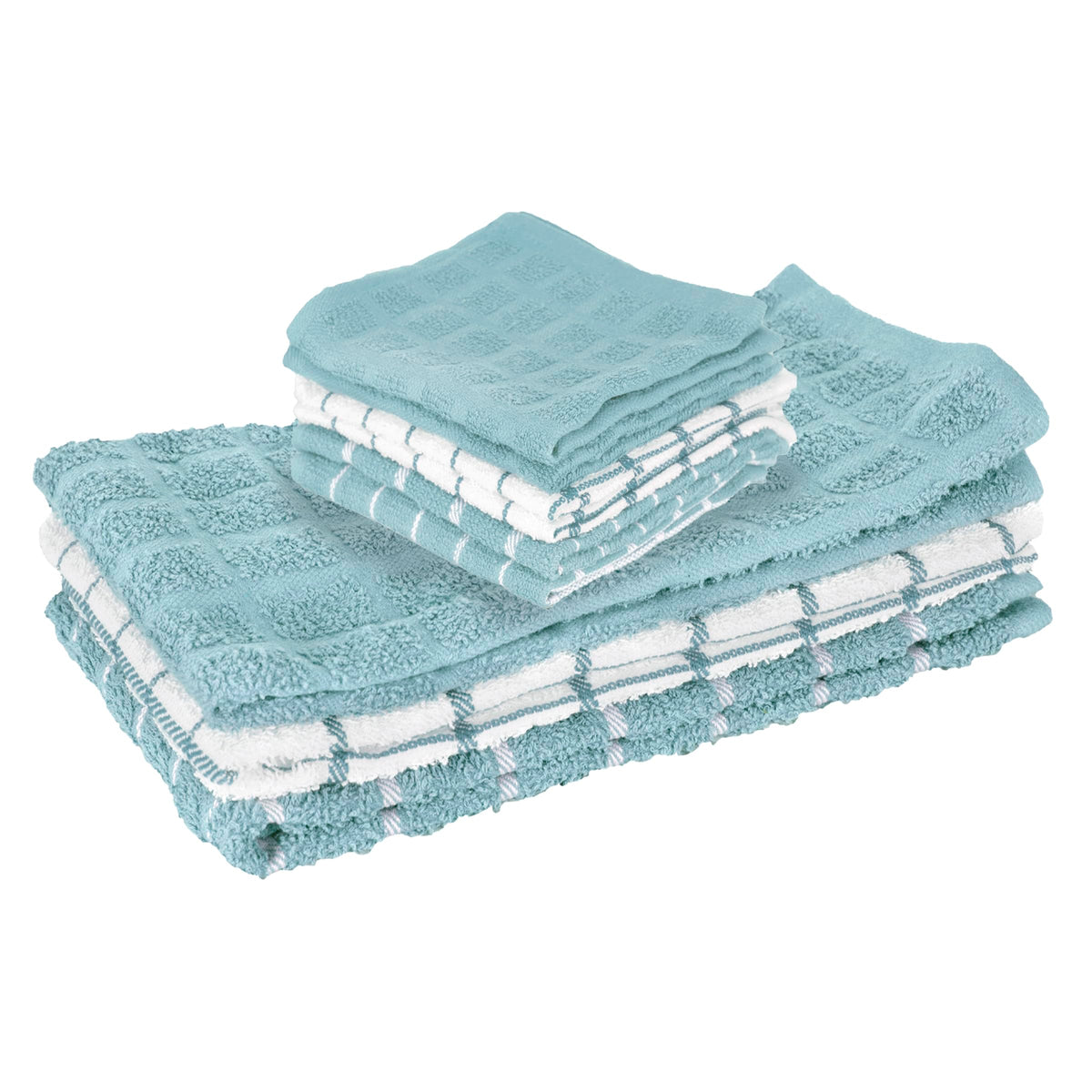 Ritz Premium 100% Cotton Terry Check Kitchen Dish Cloths - Highly Absorbent, Super Soft, Long-Lasting, 12"x12", 6-Pack, Federal Blue