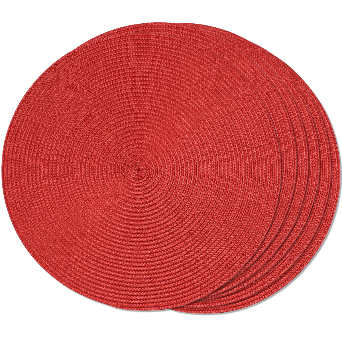 FunWheat Round Braided Placemats Set of 6 Table Mats for Dining Tables Woven Washable Non-Slip Place mats 15 inch(Orange, 6pcs)