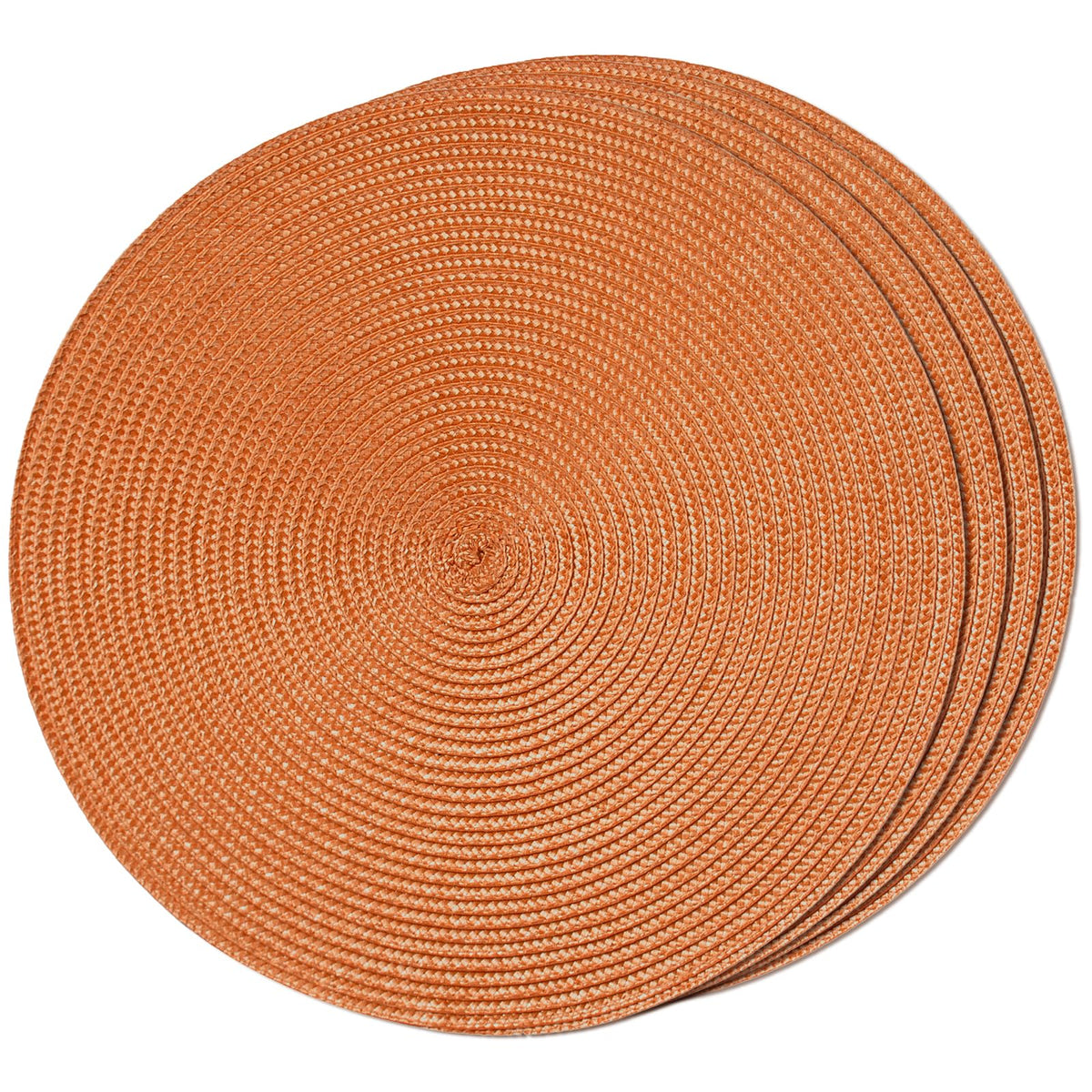 FunWheat Round Braided Placemats Set of 6 Table Mats for Dining Tables Woven Washable Non-Slip Place mats 15 inch(Orange, 6pcs)
