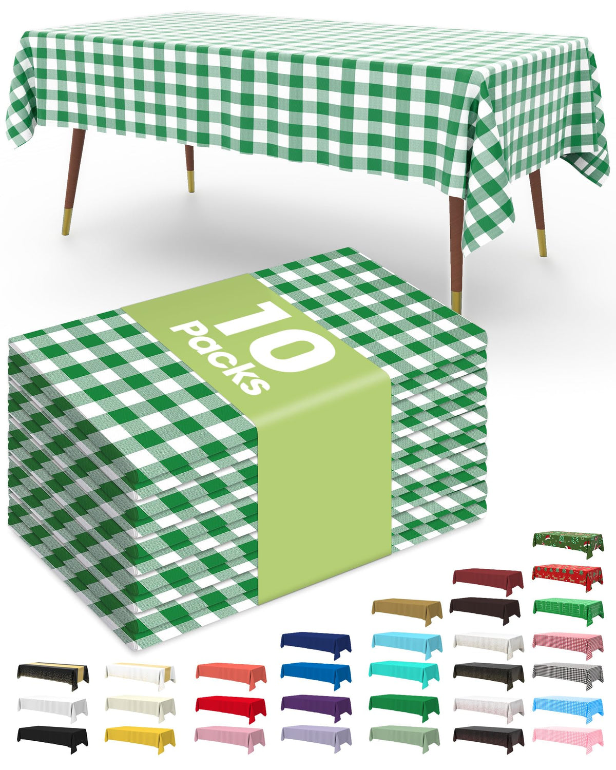 Pureegg Plastic Table Cloth Disposable 10 Pack, 54 x 108 Inch Table Cloths, Halloween Party Decorations, Summerween Decor, Halloween Tablecloths, Rectangle, Plastic Cover, Leakproof & Sturdy, Black