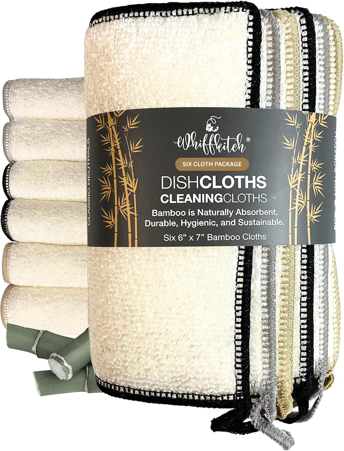Whiffkitch Dishcloths Kitchen Dishrag Cleaning Scrub Reusable 6pk 6x7in