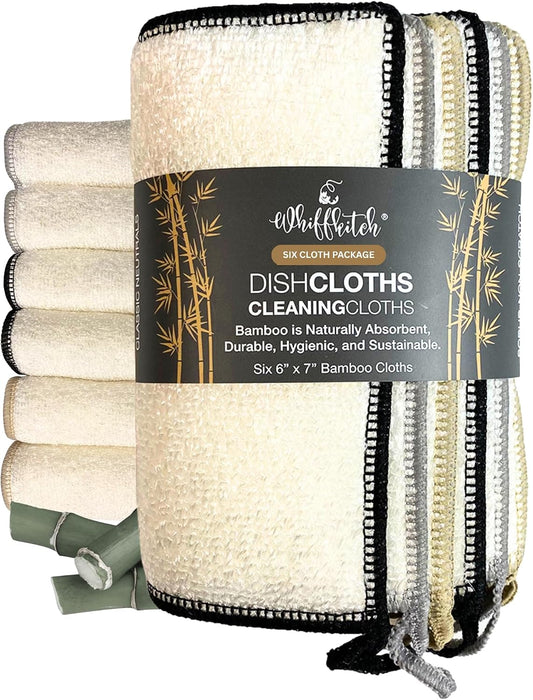 Whiffkitch Dishcloths Kitchen Dishrag Cleaning Scrub Reusable 6pk 6x7in