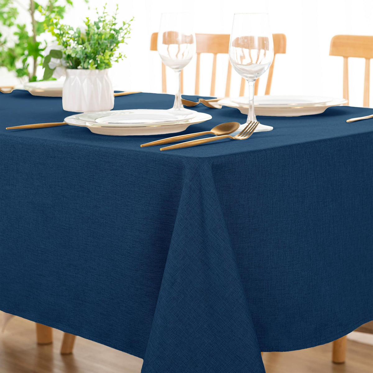 DWCN Rectangle Faux Linen Tablecloth, Table Cover, 54 x 108 Inch, Beige