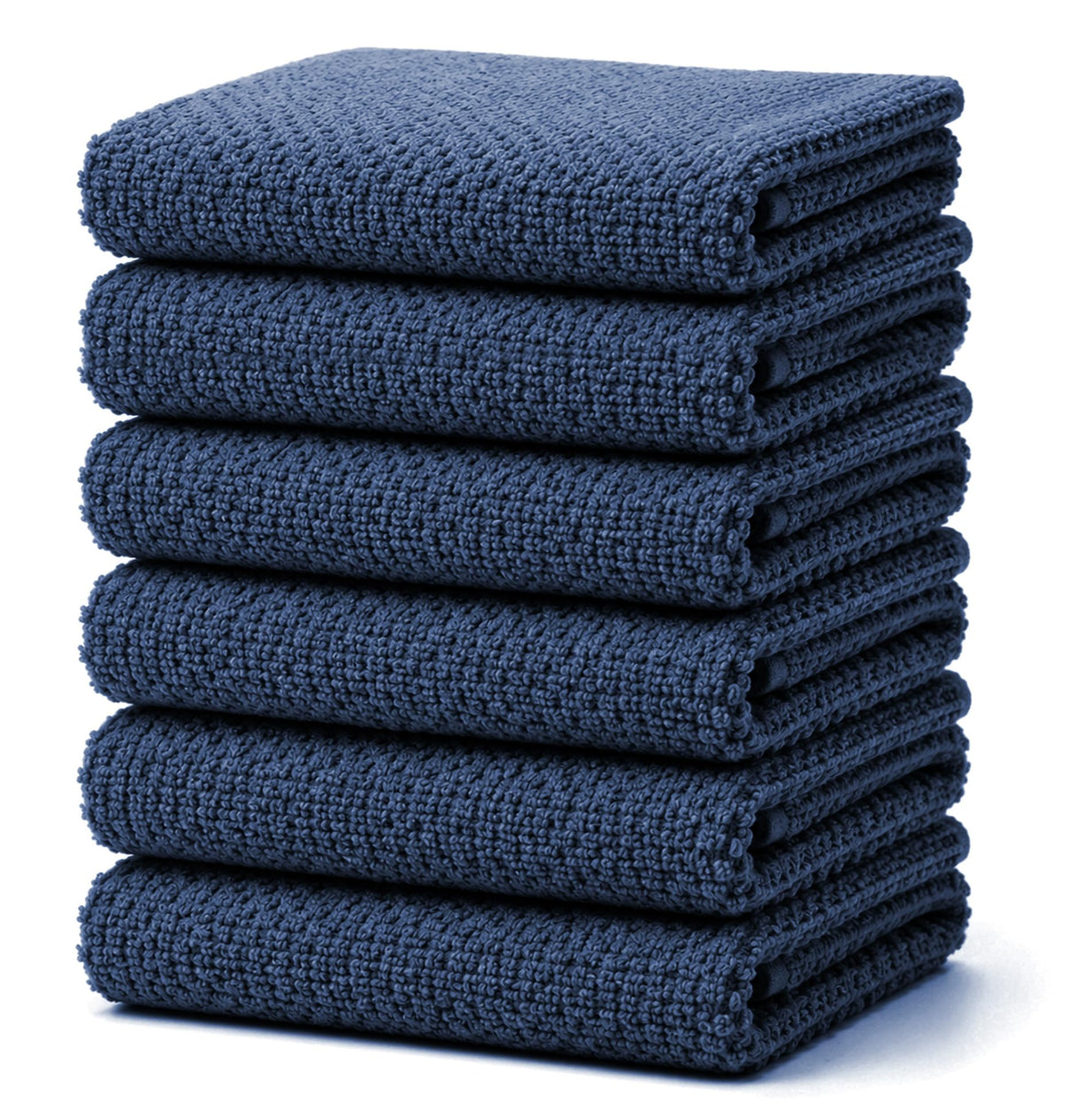 Bumble Dish Cloths 8-Pack, Cotton Kitchen Towels, 12"x12" Blue Wide Stripes