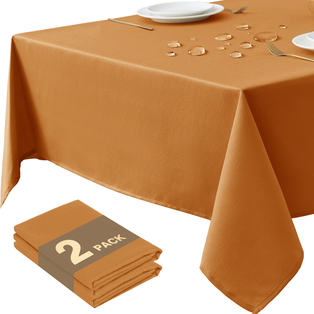 Fall Tablecloths Rectangular 6ft, 2-Pack Waterproof Slub Texture