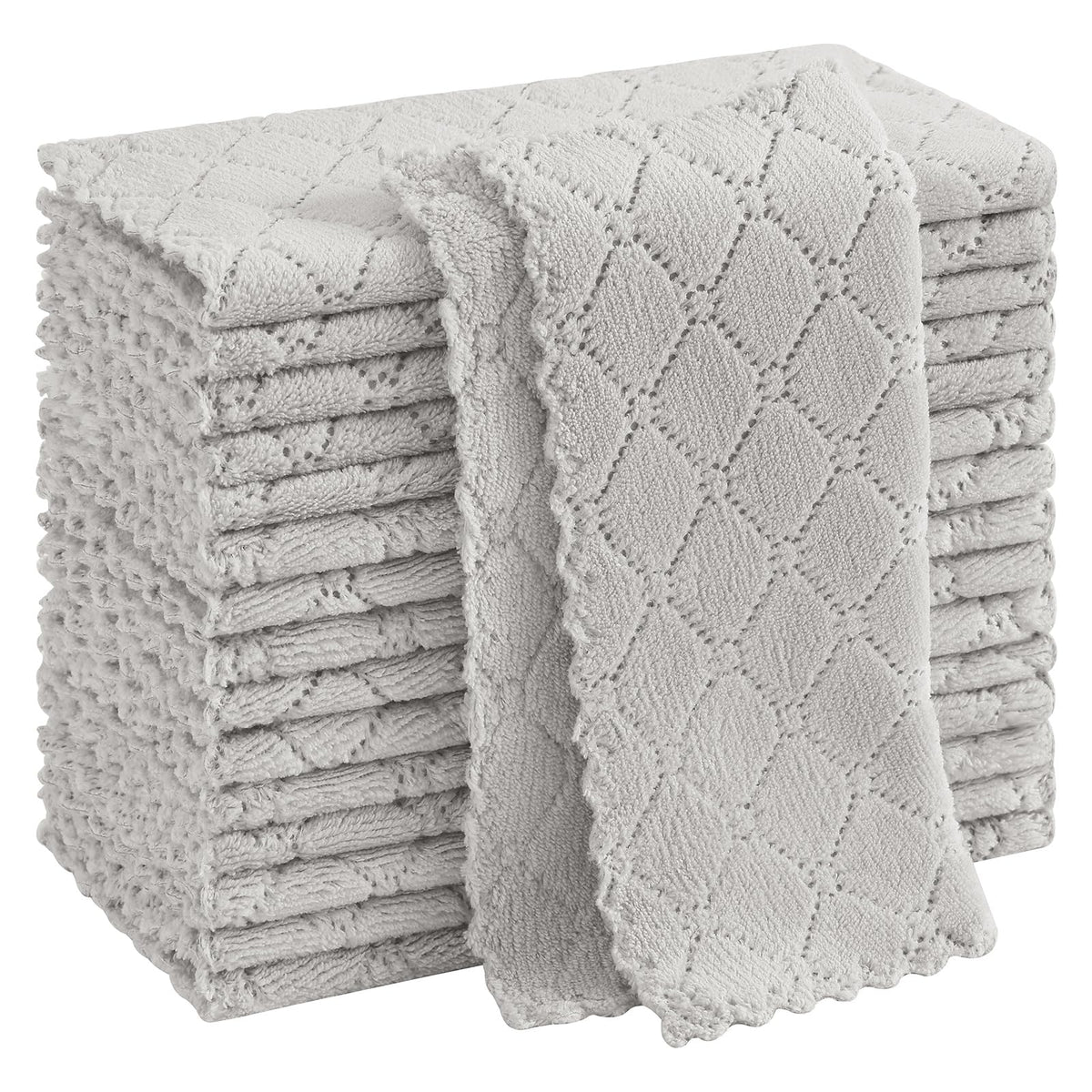 Homaxy 12 Pack Super Soft & Absorbent Dish Cloths, 10" x 10", Grey