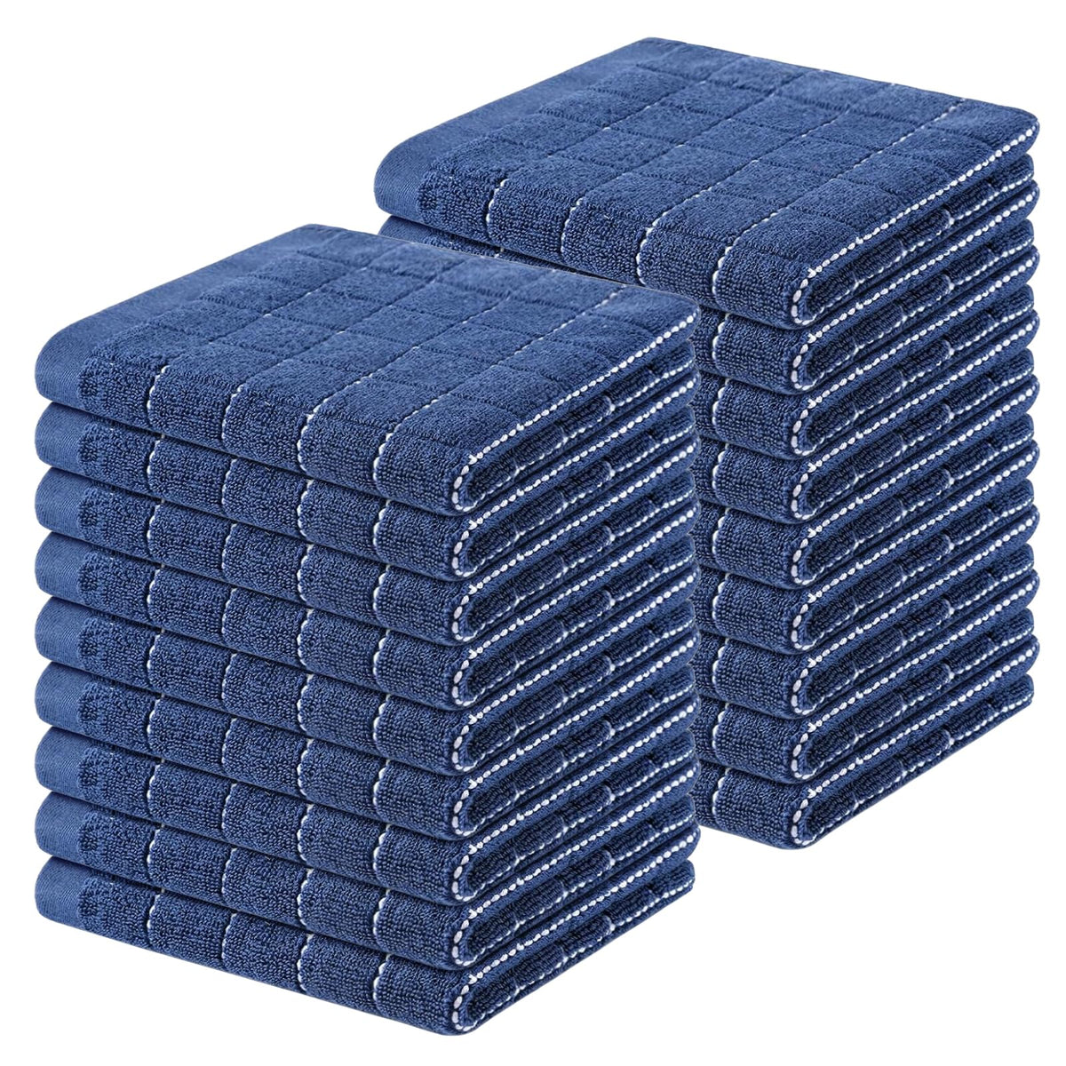 Homaxy 100% Cotton Terry Kitchen Dish Cloths, 6 Pack, Navy Blue