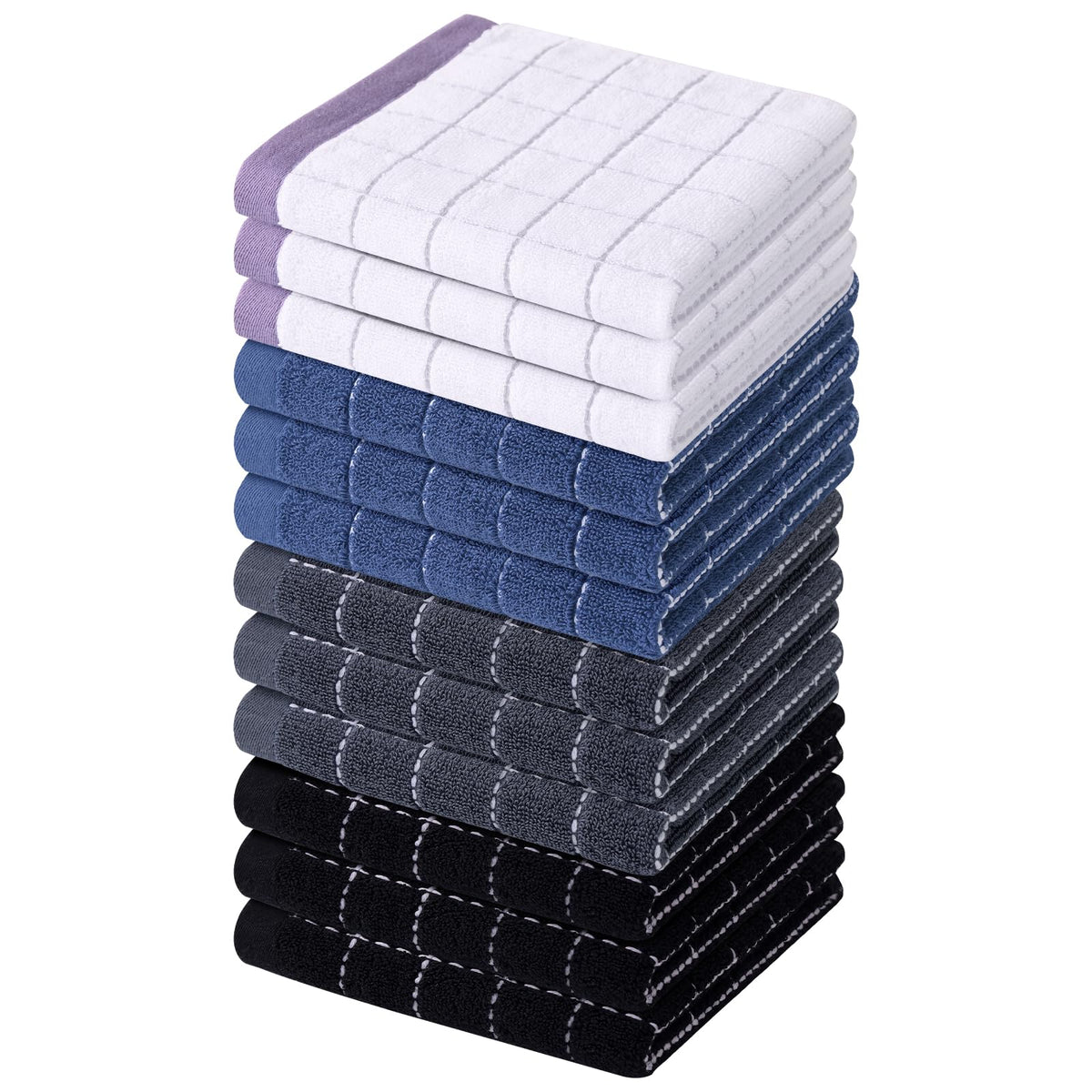 Homaxy 100% Cotton Terry Kitchen Dish Cloths, 6 Pack, Navy Blue
